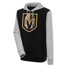 Vegas Golden Knights Antigua Victory Colorblock Black Pullover Hoodie/Heather Gray
