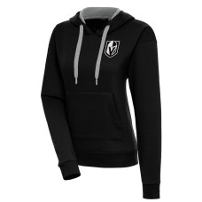 Vegas Golden Knights Antigua Women's Metallic Logo Victory Black Pullover Hoodie