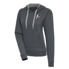 Vegas Golden Knights Antigua Women's Metallic Logo Victory Pullover Charcoal Hoodie