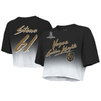 Mark Stone Vegas Golden Knights Majestic Threads Women's 2023 Stanley Cup Champions CUSTOM Dip-Dye Cropped Black T-Shirt