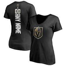 Vegas Golden Knights Women's Personalized Playmaker CUSTOM V-Neck Black T-Shirt