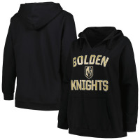 Vegas Golden Knights Profile Women's Plus Size Arch Over Logo Black Pullover Hoodie