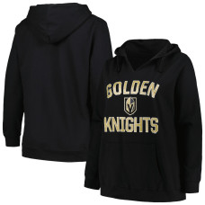 Vegas Golden Knights Profile Women's Plus Size Arch Over Logo Black Pullover Hoodie Vegas Golden Knights Profile Women's Plus Size Arch Over Logo Black Pullover Hoodie