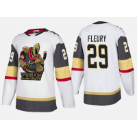 Vegas Golden Knights #29 Marc-Andre Fleury Cartoon Team Logo White Jersey
